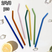 200*8mm Διαφανή γυάλινα καλαμάκια για Smoothies Κοκτέιλ Καλαμάκια πόσιμου επαναχρησιμοποιήσιμα Φιλικά προς το περιβάλλον Υγιή καλαμάκια Ποτό αξεσουάρ Νέο