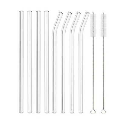 200*8mm Διαφανή γυάλινα καλαμάκια για Smoothies Κοκτέιλ Καλαμάκια πόσιμου επαναχρησιμοποιήσιμα Φιλικά προς το περιβάλλον Υγιή καλαμάκια Ποτό αξεσουάρ Νέο