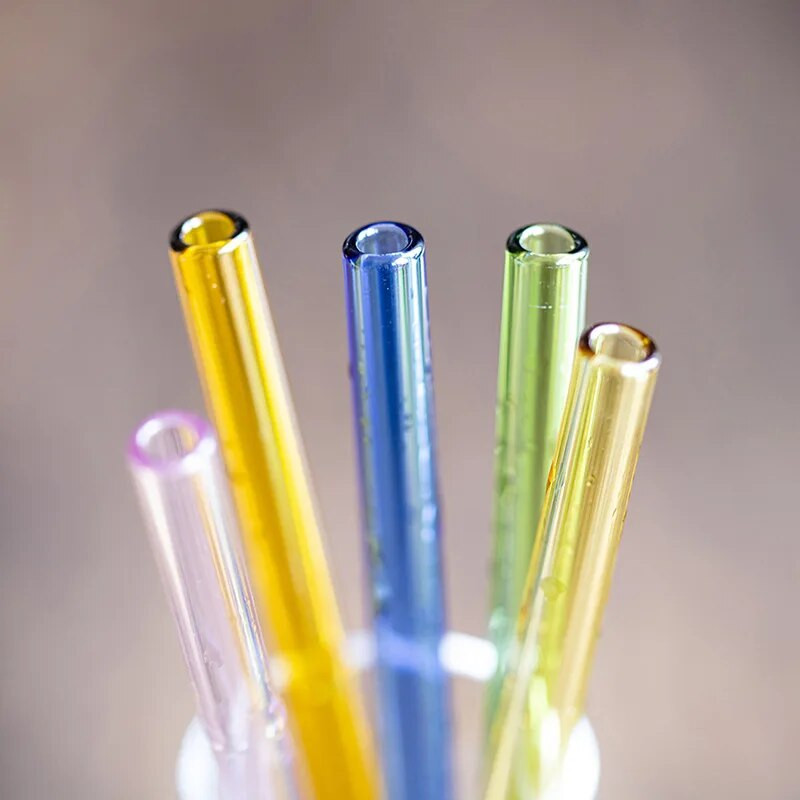 200*8mm Διαφανή γυάλινα καλαμάκια για Smoothies Κοκτέιλ Καλαμάκια πόσιμου επαναχρησιμοποιήσιμα Φιλικά προς το περιβάλλον Υγιή καλαμάκια Ποτό αξεσουάρ Νέο