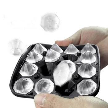 16 Grid Diamond Ice Tray Mold Box Βαθμολογία τροφίμων σιλικόνης παγοκύβων μπλοκ Κατασκευαστής καλουπιών Μηχάνημα ουίσκι Wine Bar Tools Κουζίνα Gadgets