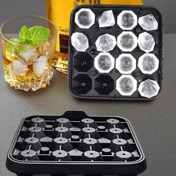 16 Grid Diamond Ice Tray Mold Box Βαθμολογία τροφίμων σιλικόνης παγοκύβων μπλοκ Κατασκευαστής καλουπιών Μηχάνημα ουίσκι Wine Bar Tools Κουζίνα Gadgets