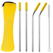 Opakovane použiteľné slamky z nehrdzavejúcej ocele, rovné ohnuté slamky na pitie so silikónovými špičkami na horúce a studené nápoje, barové náradie, veľkoobchod