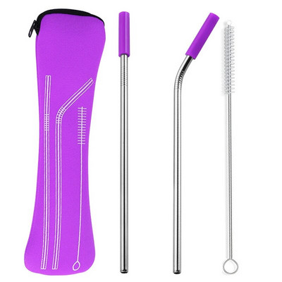 Opakovane použiteľné slamky z nehrdzavejúcej ocele, rovné ohnuté slamky na pitie so silikónovými špičkami na horúce a studené nápoje, barové náradie, veľkoobchod