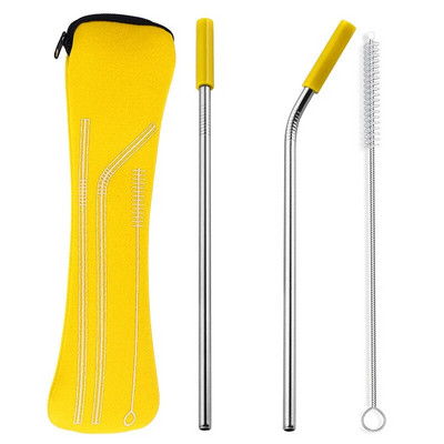 Opakovane použiteľné slamky z nehrdzavejúcej ocele, rovné ohnuté slamky na pitie so silikónovými špičkami na horúce a studené nápoje, barové náradie, veľkoobchod