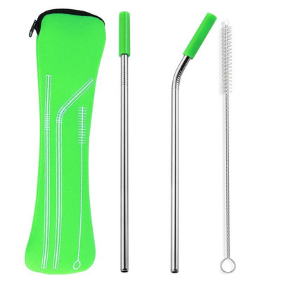 Opakovane použiteľné slamky z nehrdzavejúcej ocele, rovné ohnuté slamky na pitie so silikónovými špičkami na horúce a studené nápoje, barové náradie, veľkoobchod