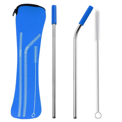 Opakovane použiteľné slamky z nehrdzavejúcej ocele, rovné ohnuté slamky na pitie so silikónovými špičkami na horúce a studené nápoje, barové náradie, veľkoobchod