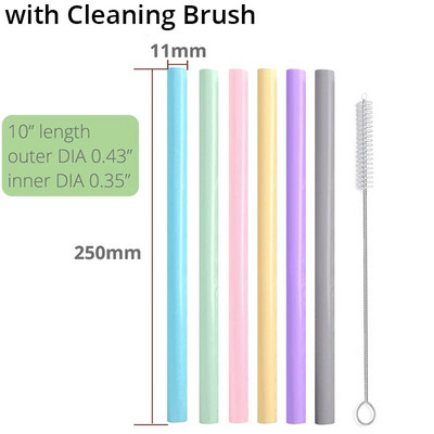 Leeseph korduvkasutatavad silikoonist joogikõrred, suured painduvad kõrred koos puhastusharjaga lastele – 6 tükki (värvid võivad erineda)