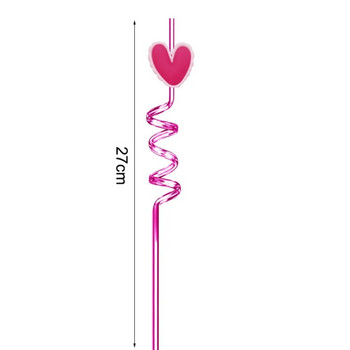 Любов във формата на сърце Многократна сламка за пиене Хранителен материал Пластмасова сламка Rietjes за парти за Свети Валентин Семейно събиране