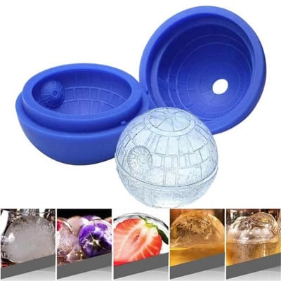 Χόκεϊ επί πάγου Silicone Blue Wars Death Star Στρογγυλή Μπάλα Ice Cube Mold Tray Desert Sphere Mold DIY Cocktail κουζίνα Αξεσουάρ μπαρ