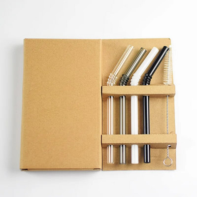 4vnt/rinkinys 15cm stiklinis šiaudelis su šepečiais Trumpas karščiui atsparus šaltas gėrimas išlenktas šiaudelis Daugkartinio naudojimo šiaudų kokteilių baro priedai