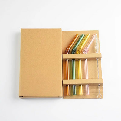 4vnt/rinkinys 15cm stiklinis šiaudelis su šepečiais Trumpas karščiui atsparus šaltas gėrimas išlenktas šiaudelis Daugkartinio naudojimo šiaudų kokteilių baro priedai