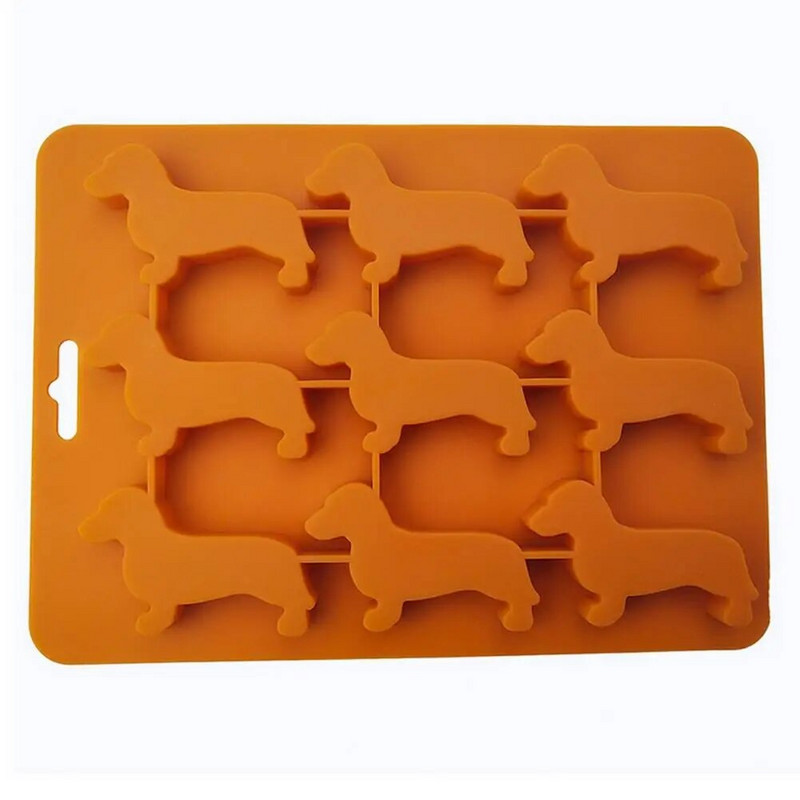 Ledo padėklas Desertinės formos Maisto klasės Lankstus karščiui atsparus 9 ertmės Lengvai išimamas ledas Gaminamas itin minkštas taksas, šuns formos P