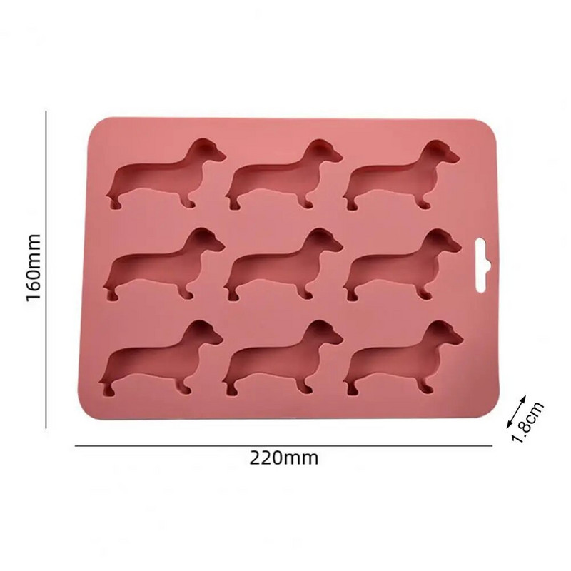 Ledo padėklas Desertinės formos Maisto klasės Lankstus karščiui atsparus 9 ertmės Lengvai išimamas ledas Gaminamas itin minkštas taksas, šuns formos P