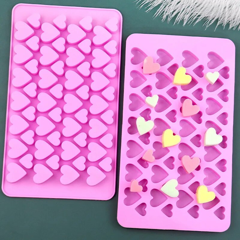 56 Μέγεθος τρύπας σε σχήμα καρδιάς Φόρμα σοκολάτας σιλικόνης δύο ειδών αγάπη Φόρμα ψησίματος καραμέλα Ζελέ Μπισκότο Κόλλα δίσκος πάγου Φόρμα σταγόνας