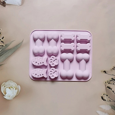 Κόκκαλο με νύχια γάτας και φόρμα σιλικόνης 12 οπών Δίσκος ζαχαροπλαστικής για φαγητά Μπισκότα σοκολάτας ψησίματος Ταψί για κατοικίδια Παγωμένα μούχλα