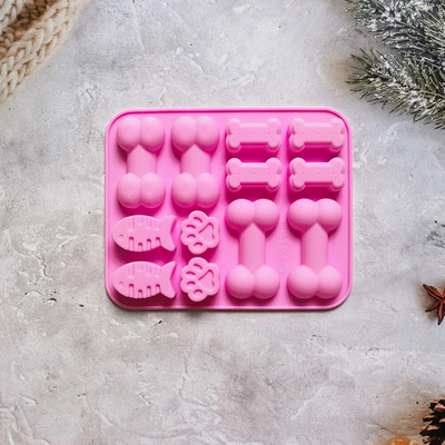 Κόκκαλο με νύχια γάτας και φόρμα σιλικόνης 12 οπών Δίσκος ζαχαροπλαστικής για φαγητά Μπισκότα σοκολάτας ψησίματος Ταψί για κατοικίδια Παγωμένα μούχλα