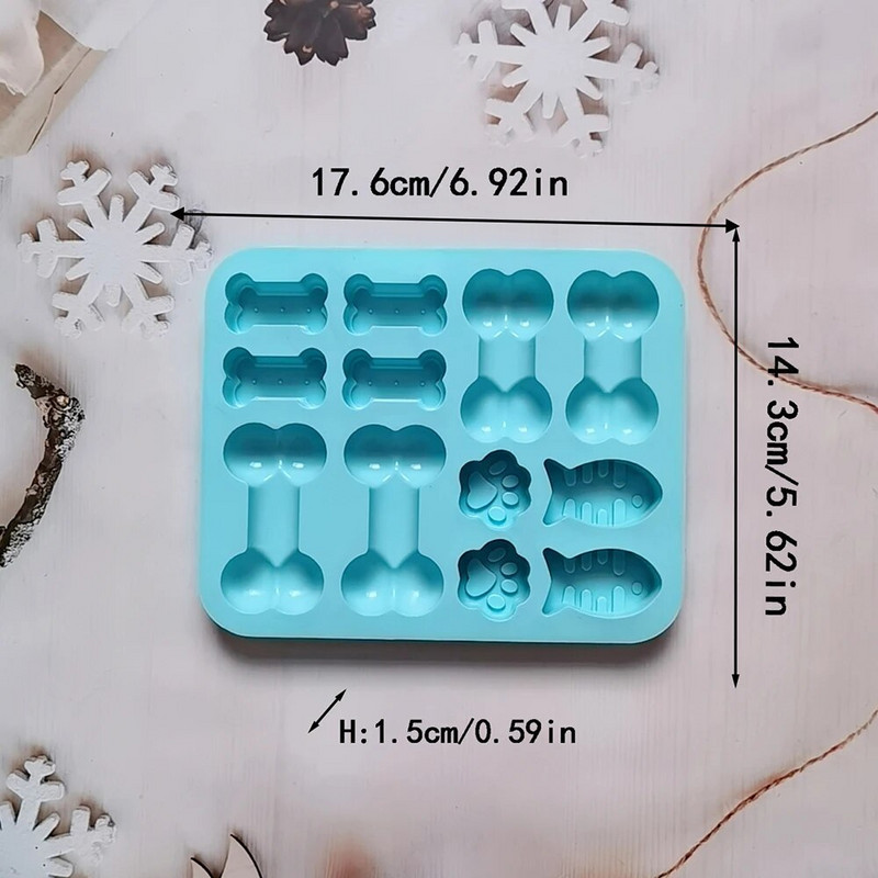 Κόκκαλο με νύχια γάτας και φόρμα σιλικόνης 12 οπών Δίσκος ζαχαροπλαστικής για φαγητά Μπισκότα σοκολάτας ψησίματος Ταψί για κατοικίδια Παγωμένα μούχλα