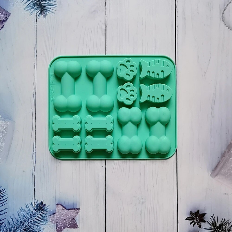 Κόκκαλο με νύχια γάτας και φόρμα σιλικόνης 12 οπών Δίσκος ζαχαροπλαστικής για φαγητά Μπισκότα σοκολάτας ψησίματος Ταψί για κατοικίδια Παγωμένα μούχλα