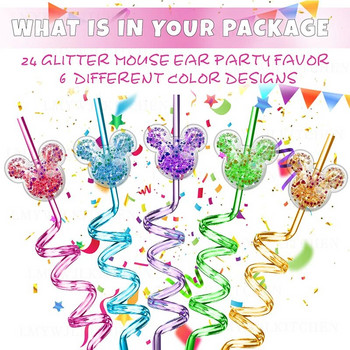 Νέα Mouse Straw μπομπονιέρες για πάρτι γενεθλίων Προμήθειες για πάρτι γενεθλίων Glitter Mouse καλαμάκια για αγόρια κορίτσια διακόσμηση πάρτι Καλαμάκια επαναχρησιμοποιήσιμα