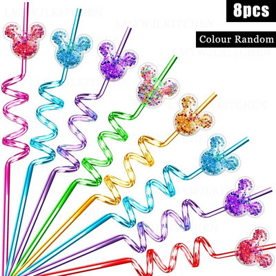 Νέα Mouse Straw μπομπονιέρες για πάρτι γενεθλίων Προμήθειες για πάρτι γενεθλίων Glitter Mouse καλαμάκια για αγόρια κορίτσια διακόσμηση πάρτι Καλαμάκια επαναχρησιμοποιήσιμα