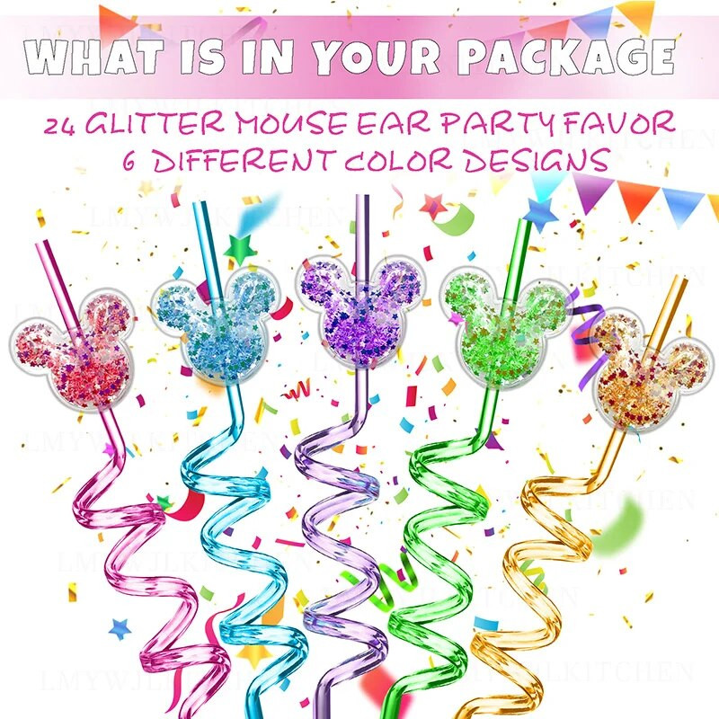 Νέα Mouse Straw μπομπονιέρες για πάρτι γενεθλίων Προμήθειες για πάρτι γενεθλίων Glitter Mouse καλαμάκια για αγόρια κορίτσια διακόσμηση πάρτι Καλαμάκια επαναχρησιμοποιήσιμα