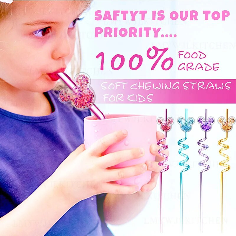 Νέα Mouse Straw μπομπονιέρες για πάρτι γενεθλίων Προμήθειες για πάρτι γενεθλίων Glitter Mouse καλαμάκια για αγόρια κορίτσια διακόσμηση πάρτι Καλαμάκια επαναχρησιμοποιήσιμα