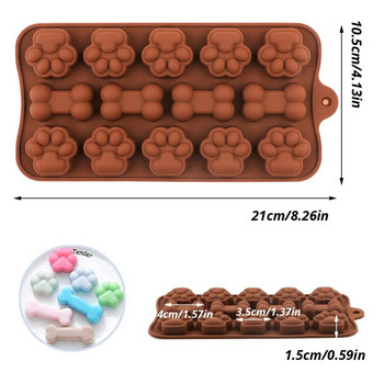 New Dog Footprint σιλικόνης Φόρμα σοκολάτας Φόρμα για τούρτα Bone Cookie Cutter Fondant 3D DIY Αξεσουάρ ψησίματος φόρμες γάτας Paw Candy