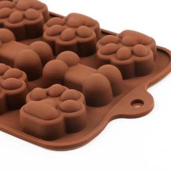 New Dog Footprint σιλικόνης Φόρμα σοκολάτας Φόρμα για τούρτα Bone Cookie Cutter Fondant 3D DIY Αξεσουάρ ψησίματος φόρμες γάτας Paw Candy