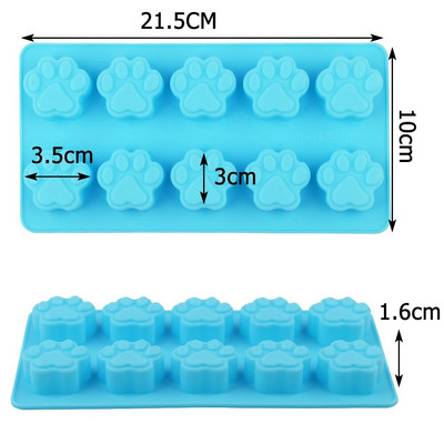 Naujas Šuns pėdsakas Silikoninis šokolado formelės pyrago formelės kaulinis sausainių pjaustyklė Fondant 3D DIY Cat Paw saldainių formelės kepimo priedai