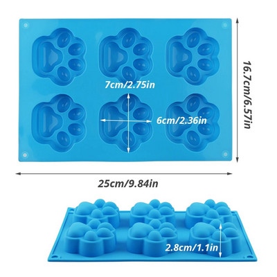 Naujas Šuns pėdsakas Silikoninis šokolado formelės pyrago formelės kaulinis sausainių pjaustyklė Fondant 3D DIY Cat Paw saldainių formelės kepimo priedai