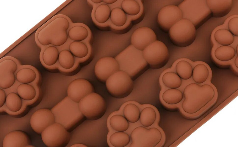 Naujas Šuns pėdsakas Silikoninis šokolado formelės pyrago formelės kaulinis sausainių pjaustyklė Fondant 3D DIY Cat Paw saldainių formelės kepimo priedai