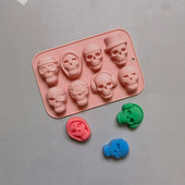 8 skylių kaukolės modeliavimas silikoninis ledo blokas, forma „pasidaryk pats“ šokoladiniai saldainiai Tortų dekoravimas Kepimo priedai Ledo gabaliukų kubelių gamyba