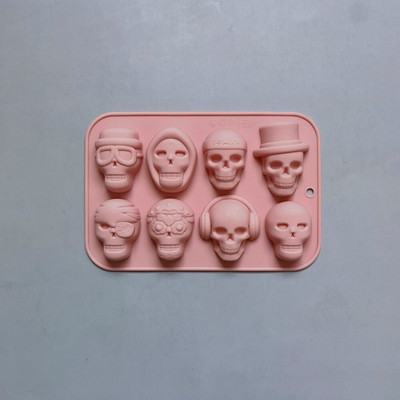 8 skylių kaukolės modeliavimas silikoninis ledo blokas, forma „pasidaryk pats“ šokoladiniai saldainiai Tortų dekoravimas Kepimo priedai Ledo gabaliukų kubelių gamyba