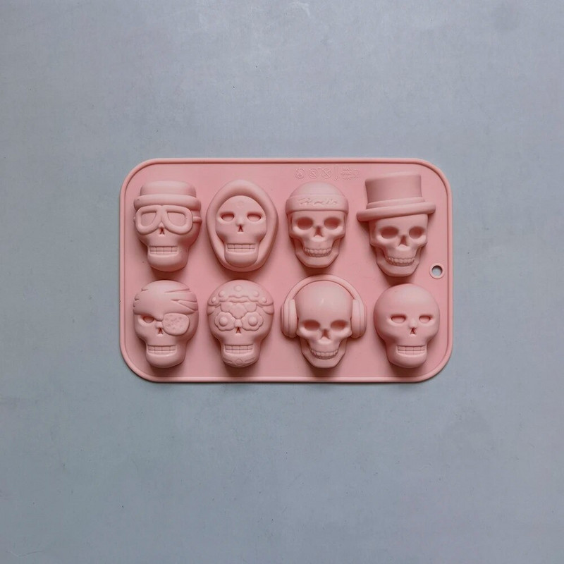 8 skylių kaukolės modeliavimas silikoninis ledo blokas, forma „pasidaryk pats“ šokoladiniai saldainiai Tortų dekoravimas Kepimo priedai Ledo gabaliukų kubelių gamyba