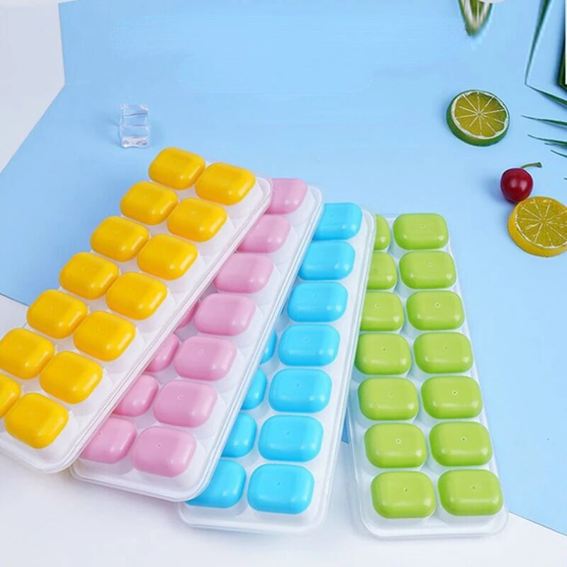 Δίσκος παγοκύβων Καλούπια πάγου σιλικόνης Παγάκια σιλικόνης για αξεσουάρ κουζίνας Ζελέ φόρμα χυμού με καπάκι форма для льда