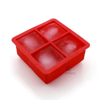 4 решетки Голяма силиконова квадратна тава за кубчета лед Форма Форма за производство на кубчета лед Кухненски аксесоари