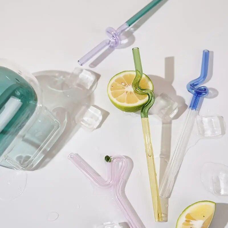 Ins Spalva Aplinkos apsauga Atsparus karščiui Atsparus Šalčiui Twist Stiklo Šiaudų Sultys Kava Pailgintas Mielas Išlenktas