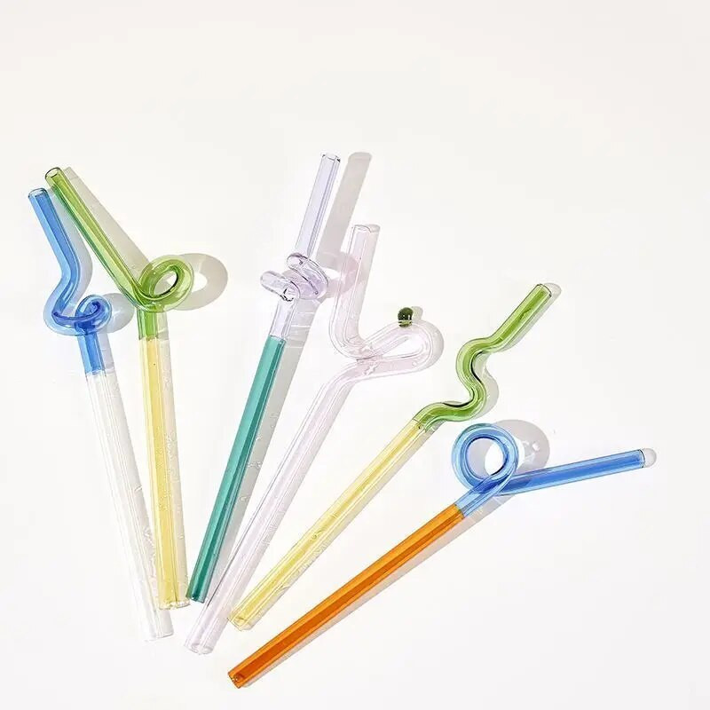 Ins Spalva Aplinkos apsauga Atsparus karščiui Atsparus Šalčiui Twist Stiklo Šiaudų Sultys Kava Pailgintas Mielas Išlenktas