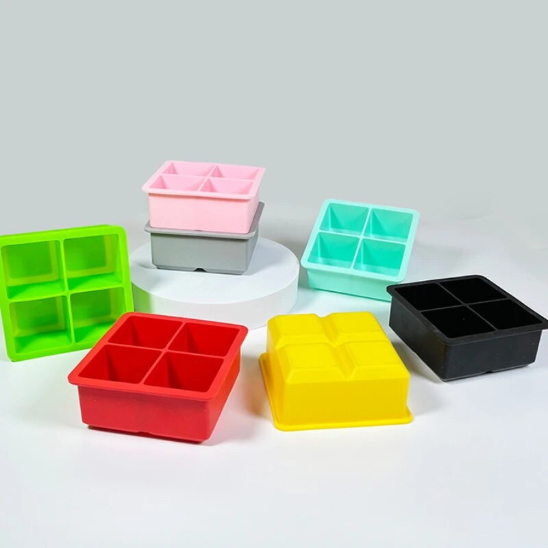 4 restiga jääkuubikuvorm ilma kaaneta Silikoonist jäämasina jäävorm viskikokteili brändi jaoks, suur Cubitera jääkandik jääkuubikuvorm