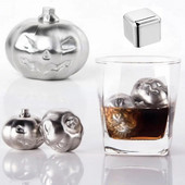 3D moliūgo kvadrato formos aušinimo akmuo Maisto klasės 304 nerūdijančio plieno viskis Sake Shochu pakartotinio naudojimo aušintuvo strypo įrankis metalinis ledo kubelis