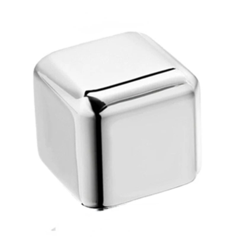 3D moliūgo kvadrato formos aušinimo akmuo Maisto klasės 304 nerūdijančio plieno viskis Sake Shochu pakartotinio naudojimo aušintuvo strypo įrankis metalinis ledo kubelis