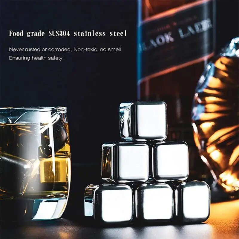 304 nerūdijančio plieno ledo kubelių rinkinys Daugkartinio naudojimo pyrago akmens rutulinio viskio metalinis rinkinys su ledukų juostele Vyno rinkinys Vasaros baro įrankių priedas
