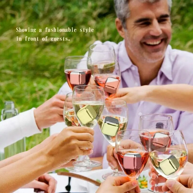 304 nerūdijančio plieno ledo kubelių rinkinys Daugkartinio naudojimo pyrago akmens rutulinio viskio metalinis rinkinys su ledukų juostele Vyno rinkinys Vasaros baro įrankių priedas