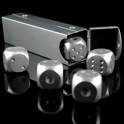 5pcs Aluminum Alloy Metal Dices Set Whisky Dice Stones Ice Cubes Bucket Reusable Keep Wine Chilling Poker Party Dice Accessories