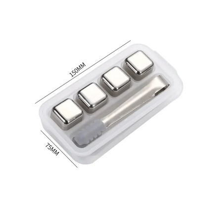 Nerūdijančio plieno ledo kubelių rinkinys Daugkartinio naudojimo atšaldymo akmenukai viskio vynui Vyno aušinimo kubeliui šaldymui roko vakarėlio baro įrankis 2/5 vnt.