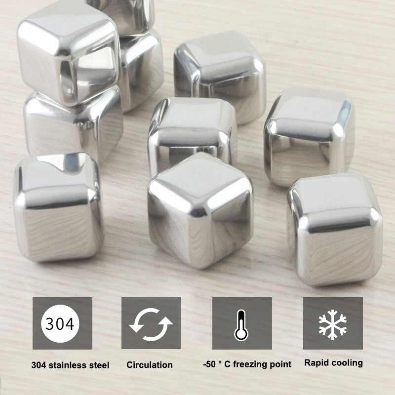 WALFOS 100% maistinis nerūdijančio plieno viskio akmenys, gurkšnojantis ledo kubeliu, viskio akmeniu, viskio akmens aušintuvu