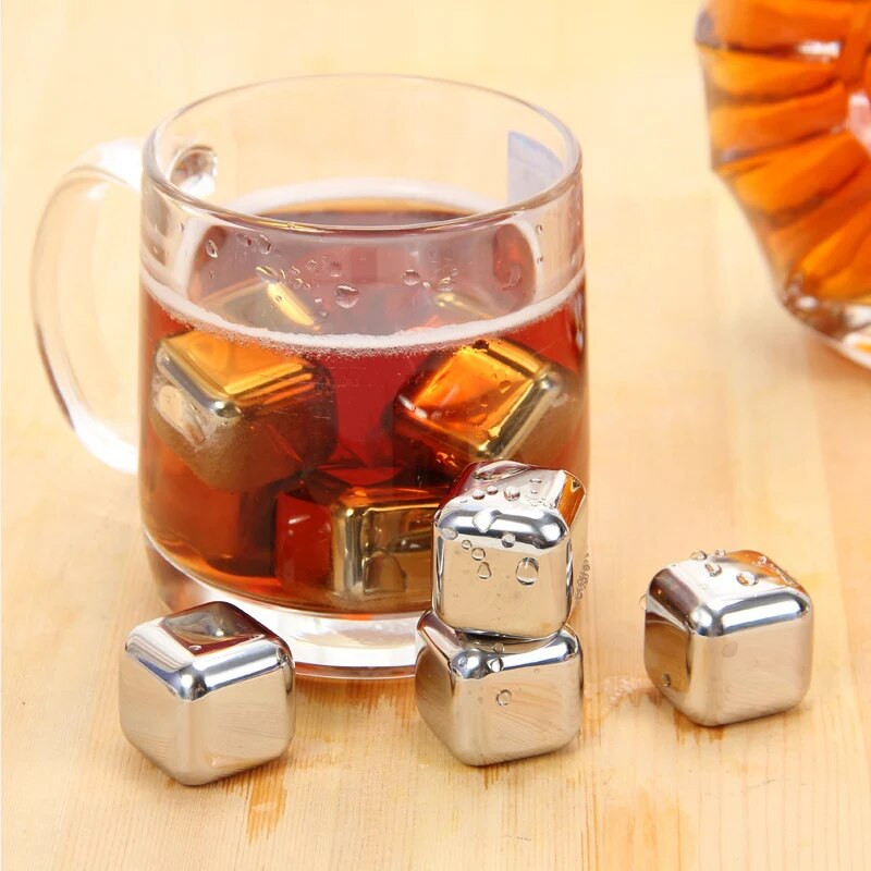 WALFOS 100% maistinis nerūdijančio plieno viskio akmenys, gurkšnojantis ledo kubeliu, viskio akmeniu, viskio akmens aušintuvu