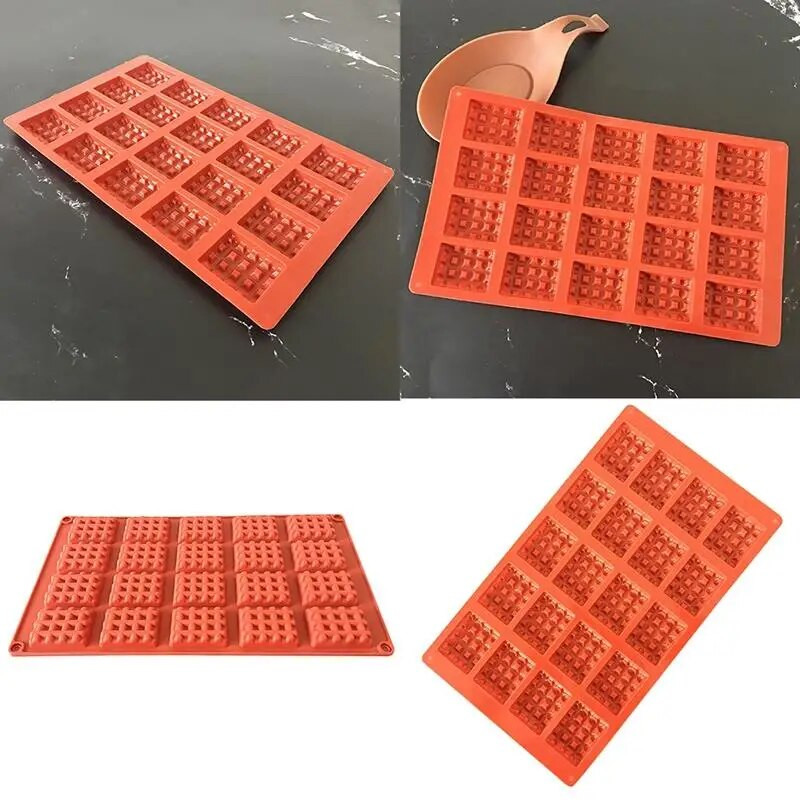 Φόρμα 1 τεμαχίου σιλικόνης για βάφλες με 20 κοιλότητες Μίνι διακοσμητικά φορμάκια για κέικ σοκολατένια σκεύη ψησίματος Εργαλεία για βάφλες κουζίνας DIY