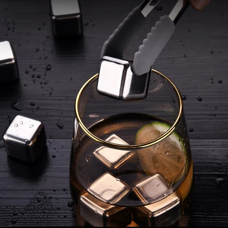 5 vnt Aliuminio viskio kauliukų akmenukai Ledo kubeliai Kibiras Daugkartinis atšaldymas viskio vynui Laikykite gėrimą šaltą ilgiau