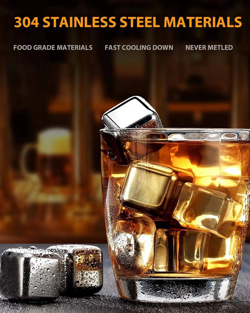 1 vienetų nerūdijančio plieno ledo kubeliai, tinkami naudoti